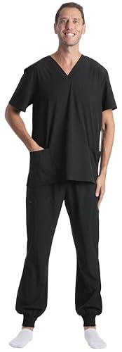 Just Love Men's V-Neck Scrub Set 7070-BLK-S