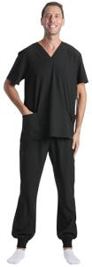 Just Love Men's V-Neck Scrub Set 7070-BLK-S