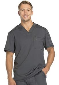 Dickies Dynamix Scrubs for Men, Athletic-Inspired V-Neck Chest Pocket Scrub Top with Four-Way Stretch and Moisture Wicking DK Pewter