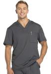 Dickies Dynamix Scrubs for Men, Athletic-Inspired V-Neck Chest Pocket Scrub Top with Four-Way Stretch and Moisture Wicking DK Pewter