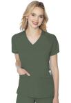 Med Couture Women's Scrub Top, Raglan Sleeves for Modern Fit, 6 Pockets 2-Way Stretch, Durable & Breathable Fabric MC7425, M, Olive