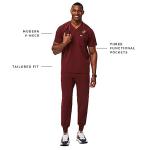 FIGS Leon Three-Pocket Scrub Top for Men - Burgundy, S