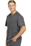 Dickies Dynamix Scrubs for Men, Athletic-Inspired V-Neck Chest Pocket Scrub Top with Four-Way Stretch and Moisture Wicking DK Pewter