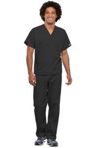 Cherokee Unisex Scrub Set for Men & Women, V-Neck Top & Drawstring Cargo Pant, Easy Care & Fade Resistant – CK00044C, M, Pewter