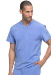 Dickies EDS Essentials Men Scrubs Top Tuckable V-Neck Plus Size DK635, 2XL, Ciel