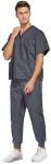VOGRYE Men Scrubs Set — Stretch V-Neck Scrub Top & Jogger Pant with 8 Pockets, Yoga Waistband, Anti-Wrinkle Scrubs for Men (Dark Gray,Large)