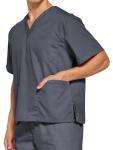 VOGRYE Men Scrubs Set — Stretch V-Neck Scrub Top & Jogger Pant with 8 Pockets, Yoga Waistband, Anti-Wrinkle Scrubs for Men (Dark Gray,Large)