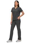 floralhue Scrubs for Women Set, Medical Women Scrubs, V-Neck Top and Straight Leg Pants with 11 Pockets (Relaxed Fit), Dark Grey, XL