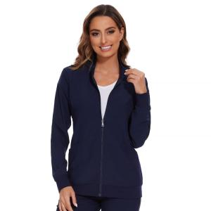 COZYFIT Scrub Jackets for Woman, Zip Front Nurse Jacket, 4-Way Stretch Fabric - Navy Blue, XL