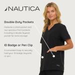 Nautica Womens Scrubs Tops, V-Neck Breathable Scrub Tops Women, 3 Pocket Stretch Fabric Scrubs for Women, Medical Scrub Shirt Black