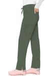 Med Couture Scrub Pants for Women, Jersey Waist Yoga Bottoms, 6 Pockets with Mid Rise Drawstring Waistband MC7725, M, Olive