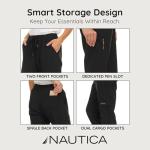 Nautica Scrub Pants for Women, Breathable Drawstring Jogger Scrubs for Women, 5 Pocket Stretch Soft Scrub Bottoms for Woman Black