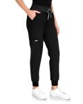 COMENII Scrubs for Women Set, V-Neck Scrub Top & Jogger Scrub Pants for Women with 11 Pockets, Comfortable Womens Scrubs-R Black M
