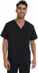 COZYFIT Scrub Top for Men - Stretch V-Neck Scrubs with 3 Pockets, Anti-Wrinkle - Black, M