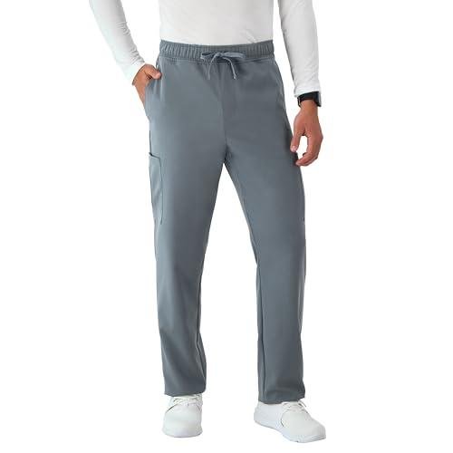 Hanes Men's Scrubs Healthcare Pants, Scrub Pants for Men, Moisture-Wicking & Odor Control, 5 Pockets Slate Grey