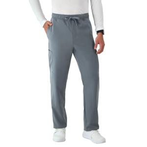 Hanes Men's Scrubs Healthcare Pants, Scrub Pants for Men, Moisture-Wicking & Odor Control, 5 Pockets Slate Grey
