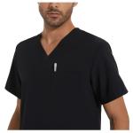COZYFIT Scrub Top for Men - Stretch V-Neck Scrubs with 3 Pockets, Anti-Wrinkle - Black, M