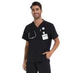 COZYFIT Scrub Top for Men - Stretch V-Neck Scrubs with 3 Pockets, Anti-Wrinkle - Black, M