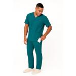 M&M SCRUBS Men's Scrub Set – Stretch V-Neck Multi-Pocket Mens Medical Uniform Scrubs Top & Cargo Pants (True Hunter Green, X-Large)