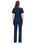 COMENII Scrubs for Women Set, V-Neck Top & Straight Leg Pants with 11 Pockets, Stretch Comfortable Womens Scrub Sets-R-Navy L