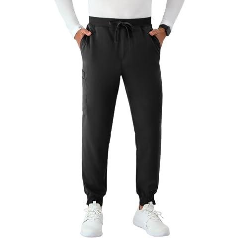 Hanes Healthcare, Scrub Joggers for Men, Moisture-Wicking & Odor Control, Multiple Pockets, New Ebony, Small