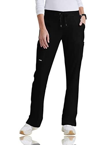BARCO Grey’s Anatomy Classic Mia Scrub Pant for Women – Black, 6-Pocket Low-Rise Straight Leg Bottoms with Natural Stretch, Soil Release Fabric, and Super-Soft Finish – Small, Regular Fit