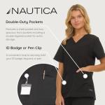 Nautica Women's Scrub Set, 9-Pocket Breathable & Stretchy Pants & Tops