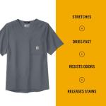 Carhartt Force Cross-Flex Men’s Micro-Ripstop Scrub Top — Pewter, 2X Large