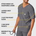 Carhartt Force Cross-Flex Men’s Micro-Ripstop Scrub Top — Pewter, 2X Large