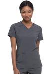Dickies EDS Essentials Scrubs, V-Neck Womens Tops with Four-Way Stretch and Moisture Wicking DK615, L, Pewter