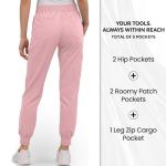 Dvoliaw Medical Scrub Pants for Women, Jogger Scrub Pants with 5 Pockets Drawstring Cargo Pants Mid-Rise Womens Scrubs Pant Pink