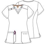Dickies EDS Essentials Scrubs, V-Neck Womens Tops with Four-Way Stretch and Moisture Wicking DK615, L, Pewter