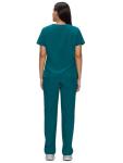 floralhue Scrubs for Women Set, Medical Women Scrubs, V-Neck Top and Straight Leg Pants with 11 Pockets (Relaxed Fit), Caribbean Blue, L