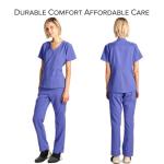 Dagacci Medical Uniform Women's Scrubs Set Stretch Ultra Soft Y-Neck Wrap Top and Pants Ceil Blue S