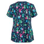 Plus Size Scrubs for Women Stretch V Neck Short Sleeve Nursing Shirt Cute Animal Print Scrub Tops Women Funny Pattern Holiday Nurse Shirts Medical Uniform with Pockets 01-Navy M