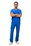 Monarch Uniforms Men's Scrub Set V-Neck Scrub Sets with Nine Large Pockets(Royal Blue,2X-large)