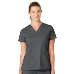 WonderWink Women's Wonderflex Verity Scrub Top, Charcoal, XX-Small