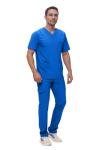 Monarch Uniforms Men's Scrub Set V-Neck Scrub Sets with Nine Large Pockets(Royal Blue,2X-large)