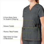 WonderWink Women's Wonderflex Verity Scrub Top, Charcoal, XX-Small