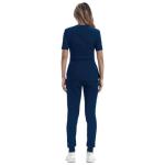 YEZEX Scrubs for Women Set, Medical Scrubs Top & Pants, Women's Jogger Scrub Set w/ 10 Pockets(Navy Blue)