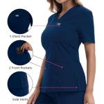YEZEX Scrubs for Women Set, Medical Scrubs Top & Pants, Women's Jogger Scrub Set w/ 10 Pockets(Navy Blue)