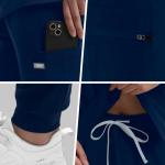 YEZEX Scrubs for Women Set, Medical Scrubs Top & Pants, Women's Jogger Scrub Set w/ 10 Pockets(Navy Blue)