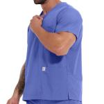 Ceil Blue Scrub Tops for Men Medical Scrubs Shirts V-Neck with 3 Pocket Men's Overalls for Nurse Dentist Vets Team Workwear (Ceil Blue, L)