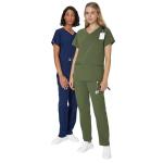 Hanes, Comfort Fit 3-Pocket Healthcare Top for Women, Moisture-Wicking Medical Scrub Shirt, Green Moss