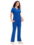 COZYFIT Scrubs for Women - V Neck Top and Bootcut Cargo Straight Pants, Womens Scrub Sets with 12 Pockets, 4 Way Stretch Fabric, Royal Blue, M