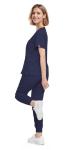 Eadflie Scrubs for Women Set - 8-Pocket V-Neck Scrub Uniform, Stretch Jogger Pants, Medical Workwear for Nurses, Pet Care (Navy Blue/XS)