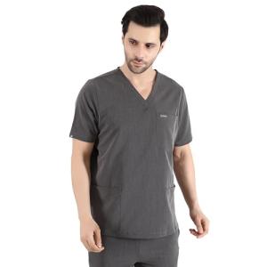 Organix Unisex Scrub Tops for Men & Women - Classic Fit, V-Neck, 7 Pocket, Four-Way Stretch, Anti-Wrinkle Unisex Medical Scrub Top for Men & Women, Yoga, Lightweight, Workout - Charcoal (Medium)