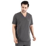 Organix Unisex Scrub Tops for Men & Women - Classic Fit, V-Neck, 7 Pocket, Four-Way Stretch, Anti-Wrinkle Unisex Medical Scrub Top for Men & Women, Yoga, Lightweight, Workout - Charcoal (Medium)