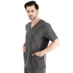 Organix Unisex Scrub Tops for Men & Women - Classic Fit, V-Neck, 7 Pocket, Four-Way Stretch, Anti-Wrinkle Unisex Medical Scrub Top for Men & Women, Yoga, Lightweight, Workout - Charcoal (Medium)