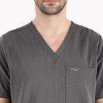 Organix Unisex Scrub Tops for Men & Women - Classic Fit, V-Neck, 7 Pocket, Four-Way Stretch, Anti-Wrinkle Unisex Medical Scrub Top for Men & Women, Yoga, Lightweight, Workout - Charcoal (Medium)